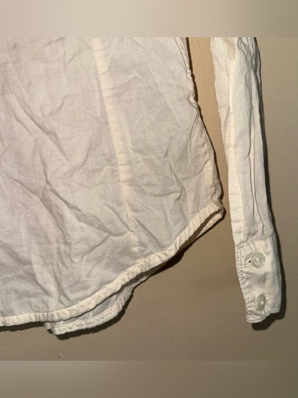 Vintage Diesel Cream 100% Cotton Prairie Semi Sheer Button Down Stripe Blouse M - Picture 10 of 11